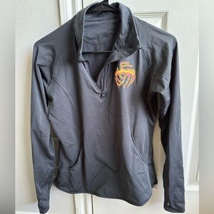Charcoal gray athletic quarter zip; size small.